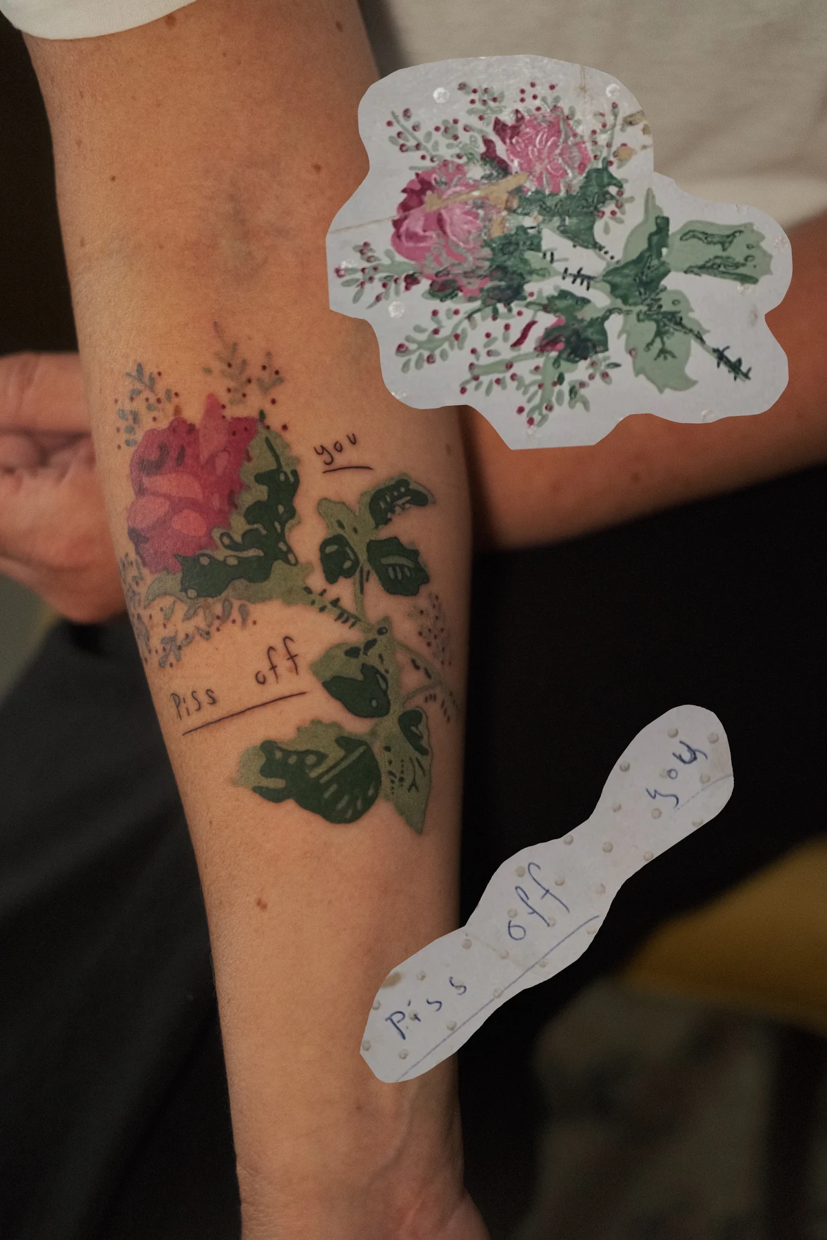 Inspiracja ze starej tapety i gotowy tatuaż — kolaż